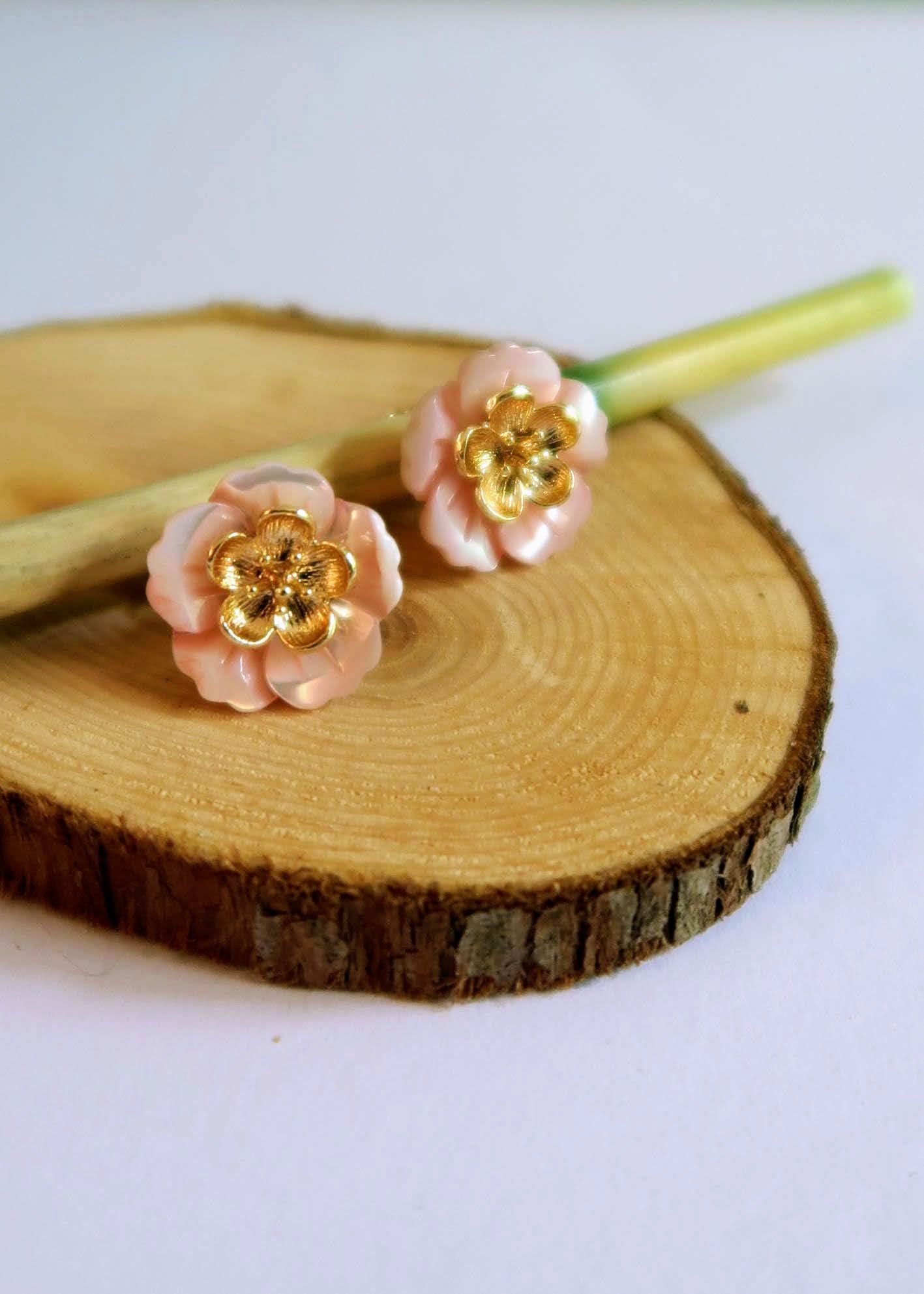 Boucles d'oreilles fleurs rose Kate - Hirondelle Bijoux