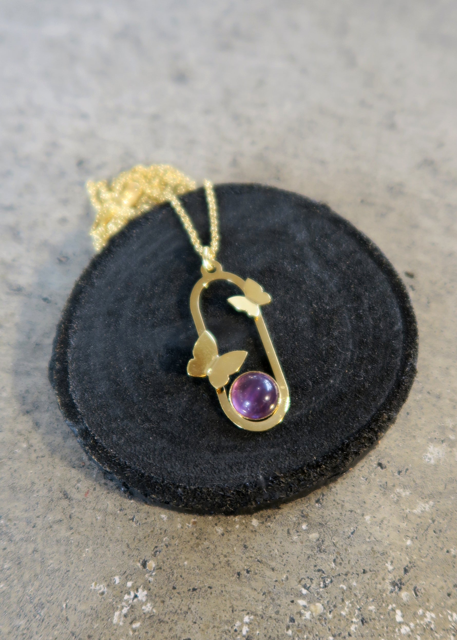 Collier papillons améthyste - Hirondelle Bijoux
