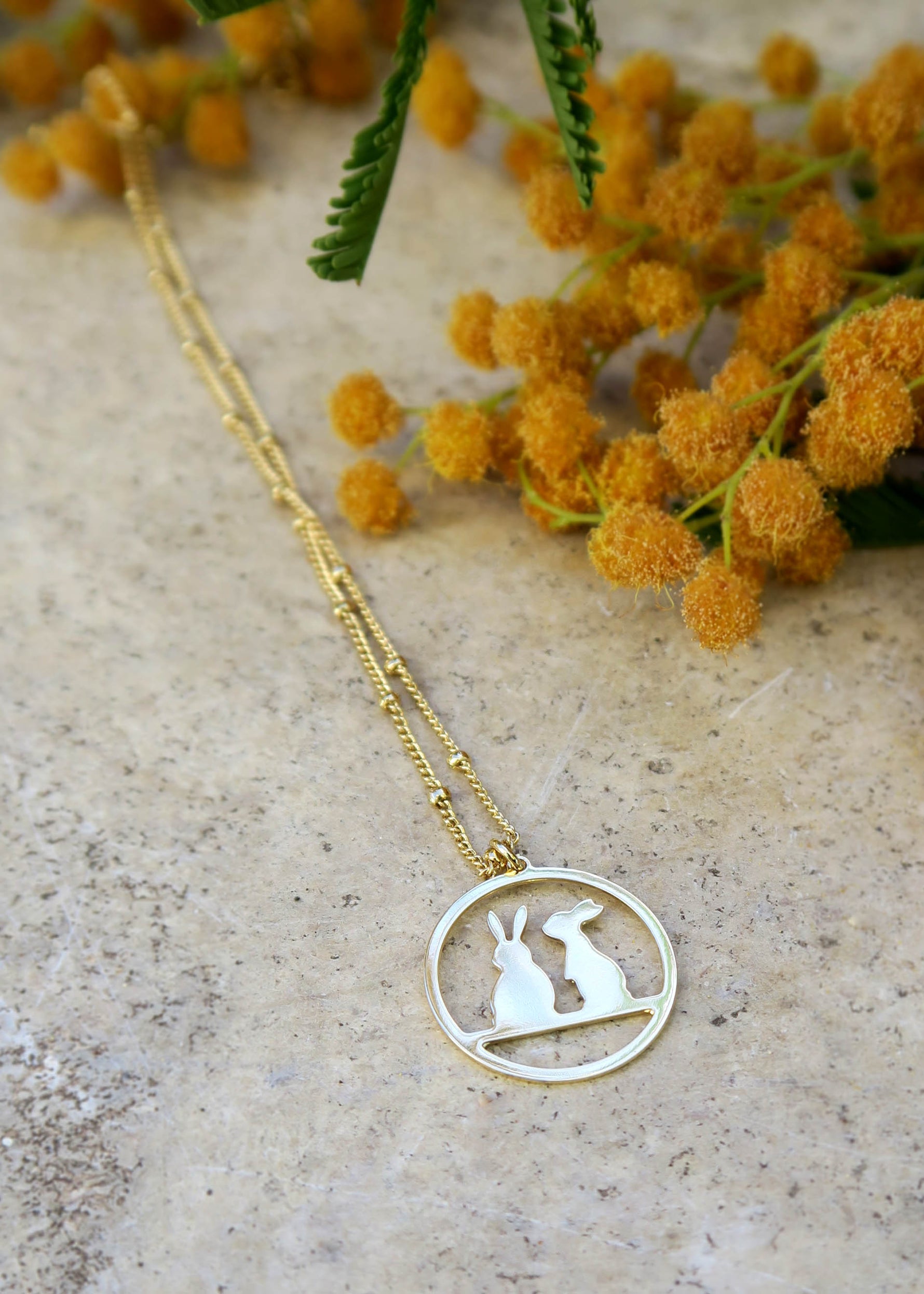 Collier duo de lapins - Hirondelle Bijoux