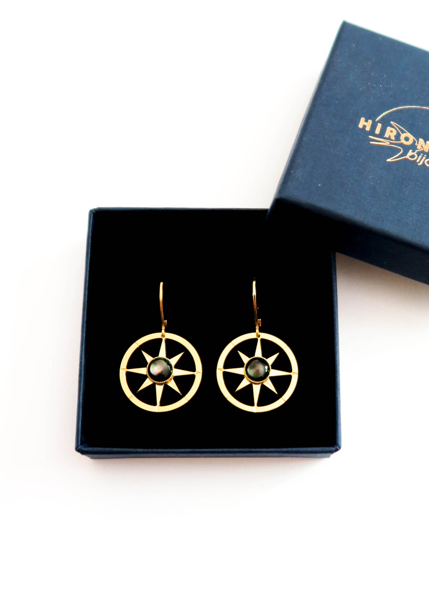 Boucles d'oreilles boussole - Hirondelle Bijoux