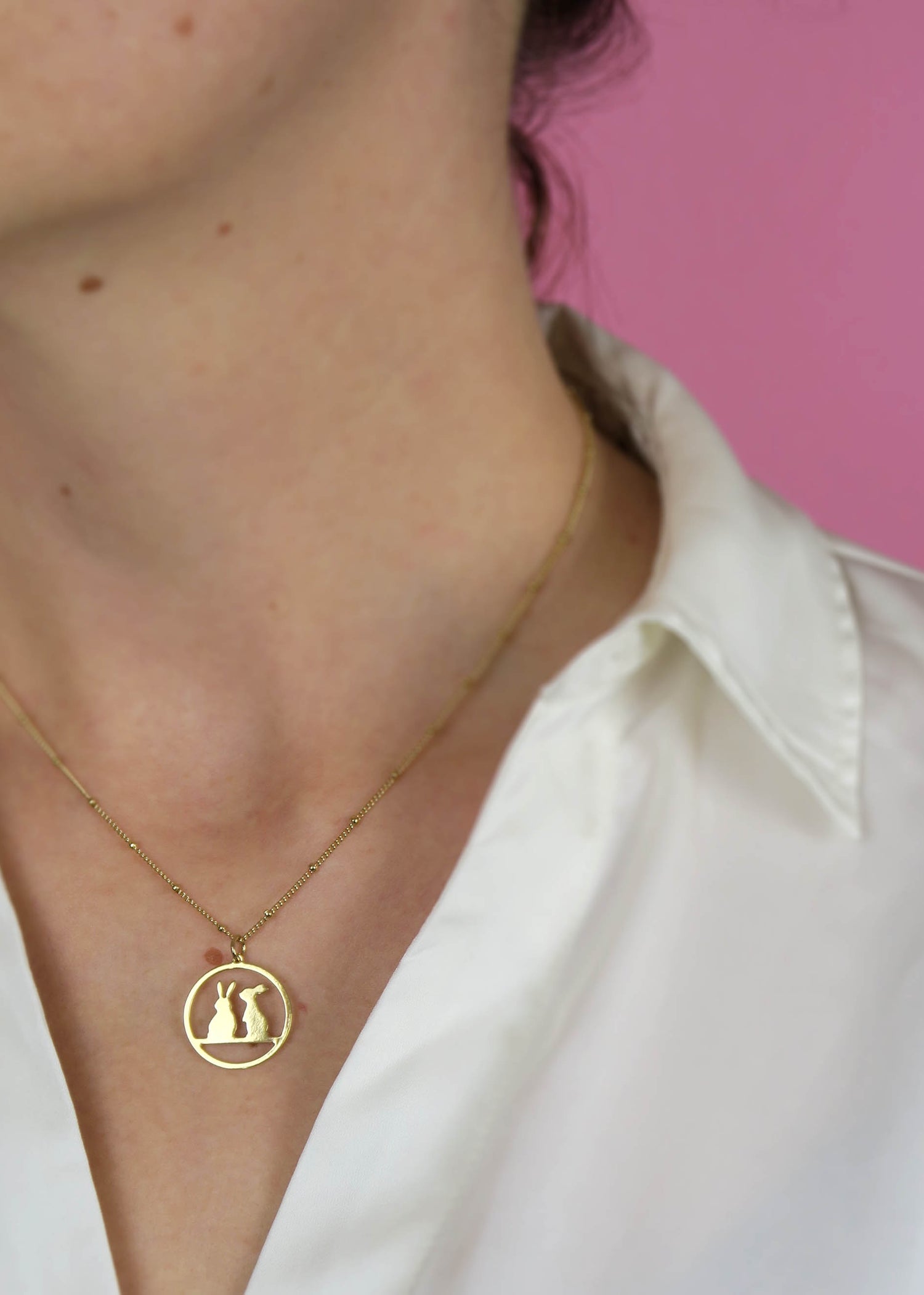 Collier duo de lapins - Hirondelle Bijoux