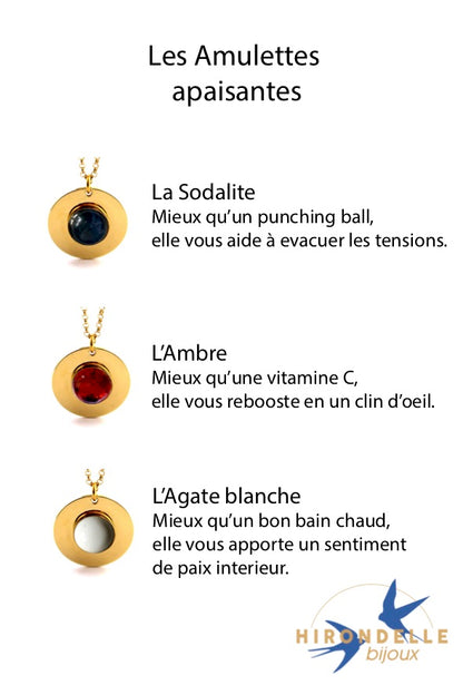 Collier Amulette Ambre - Hirondelle Bijoux