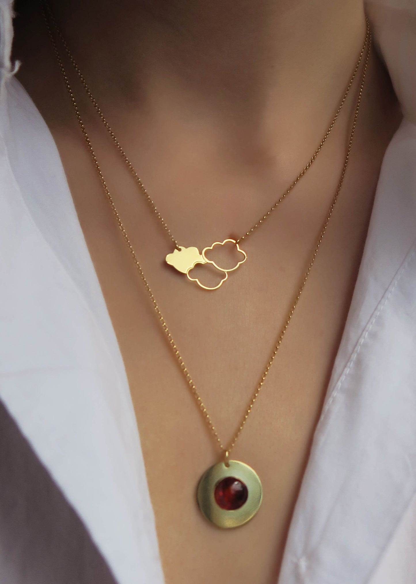 Collier trio de nuages - Hirondelle Bijoux