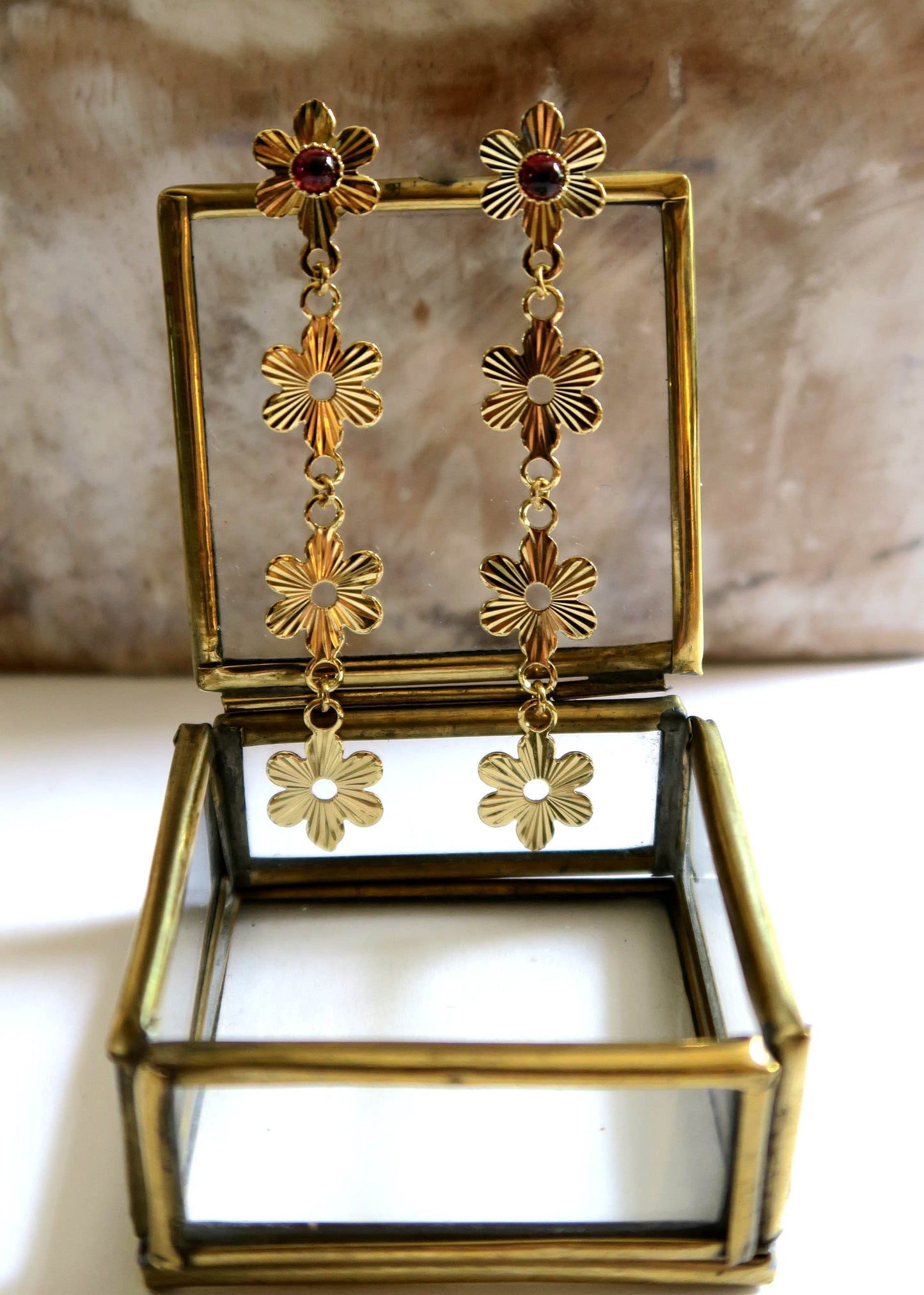 Boucles d'oreilles bouquet de fleurs boutons d'or - Hirondelle Bijoux