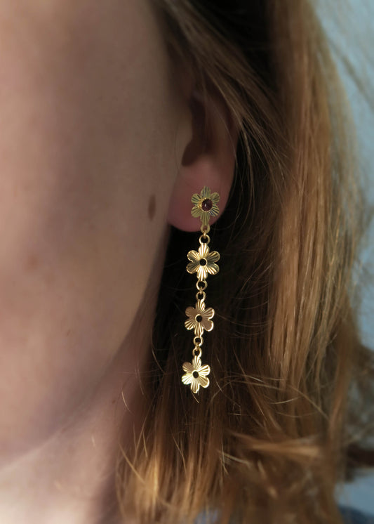 Boucles d'oreilles bouquet de fleurs boutons d'or - Hirondelle Bijoux