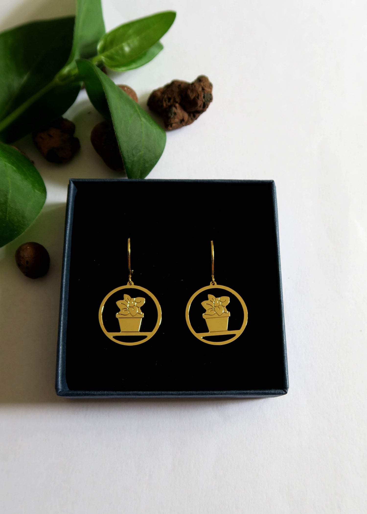 Boucles d'oreilles plante peperomia - Hirondelle Bijoux