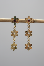 boucles d'oreilles pendantes légères motif fleur 