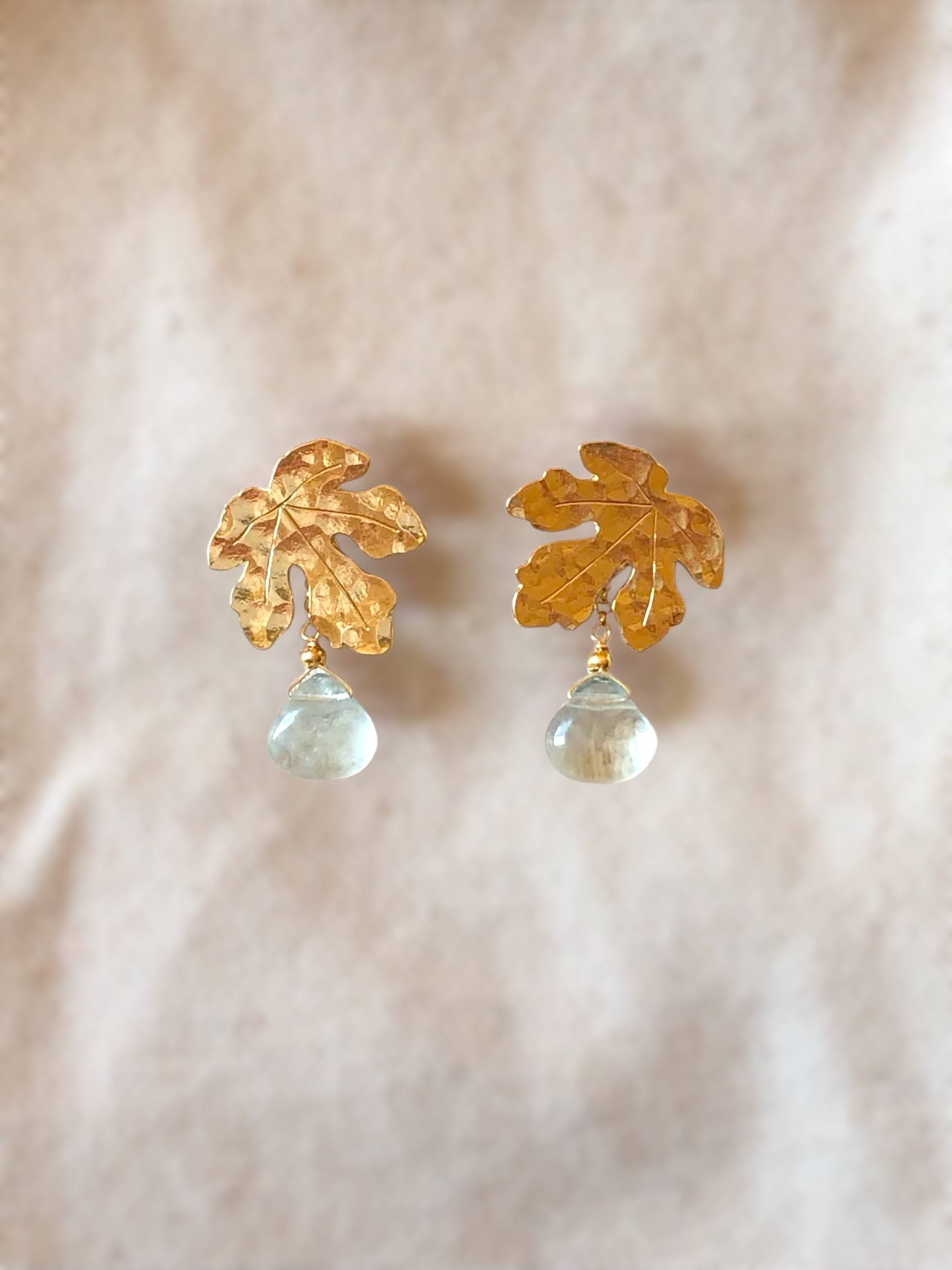 Boucles d'oreilles feuilles de figuier - Hirondelle Bijoux