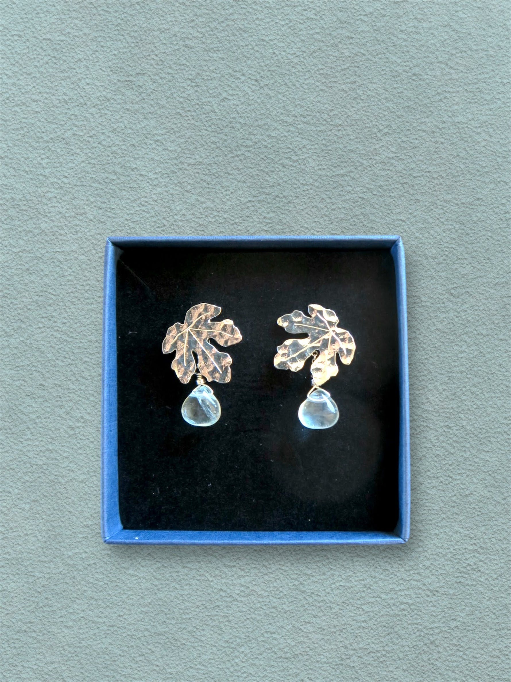 Boucles d'oreilles feuilles de figuier - Hirondelle Bijoux