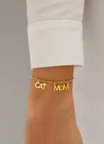 Bracelet féminin pour les mamans chat - cat mom doré chaine fine