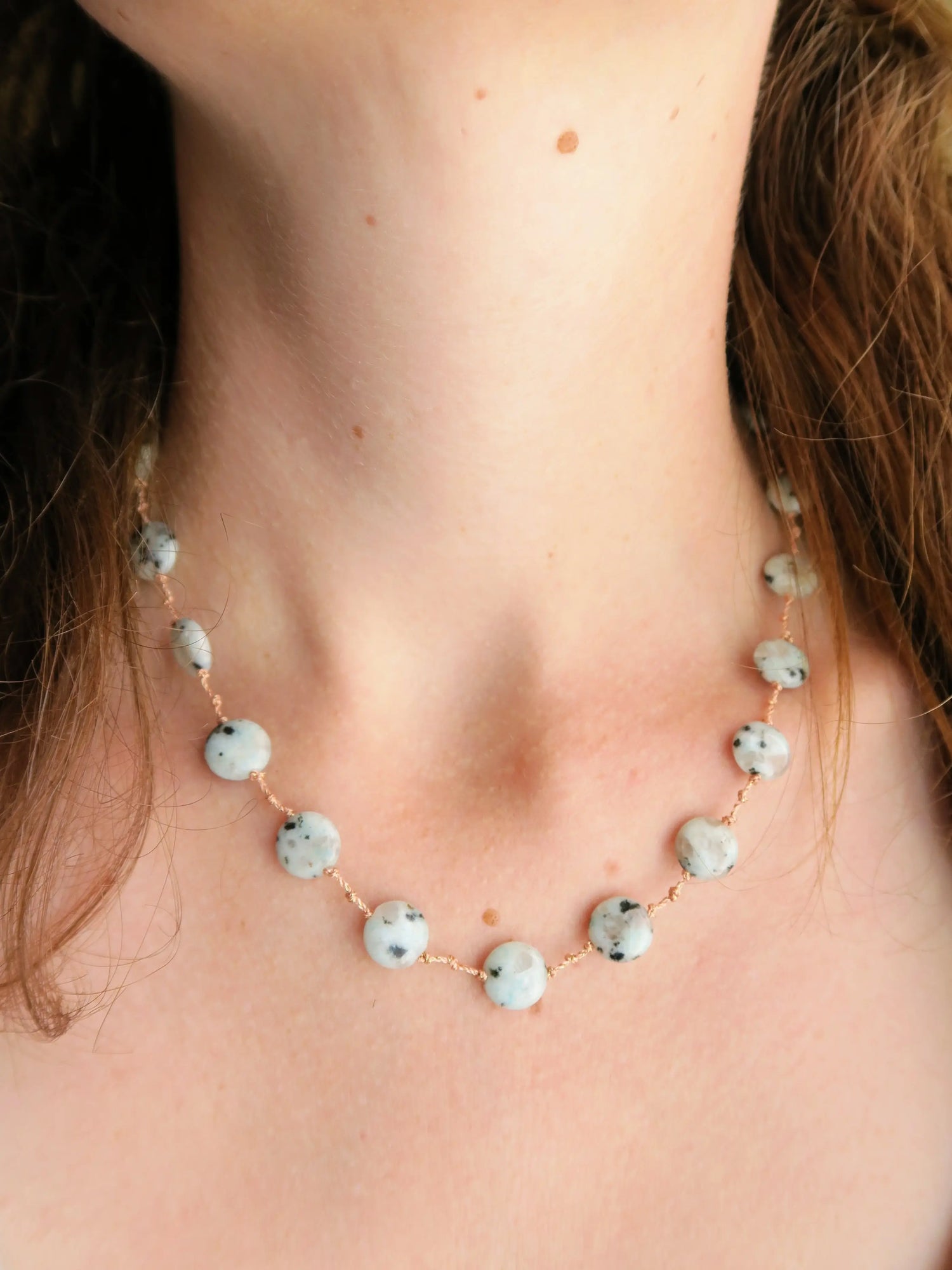 Collier Lisbonne en Jaspes monté sur cordon