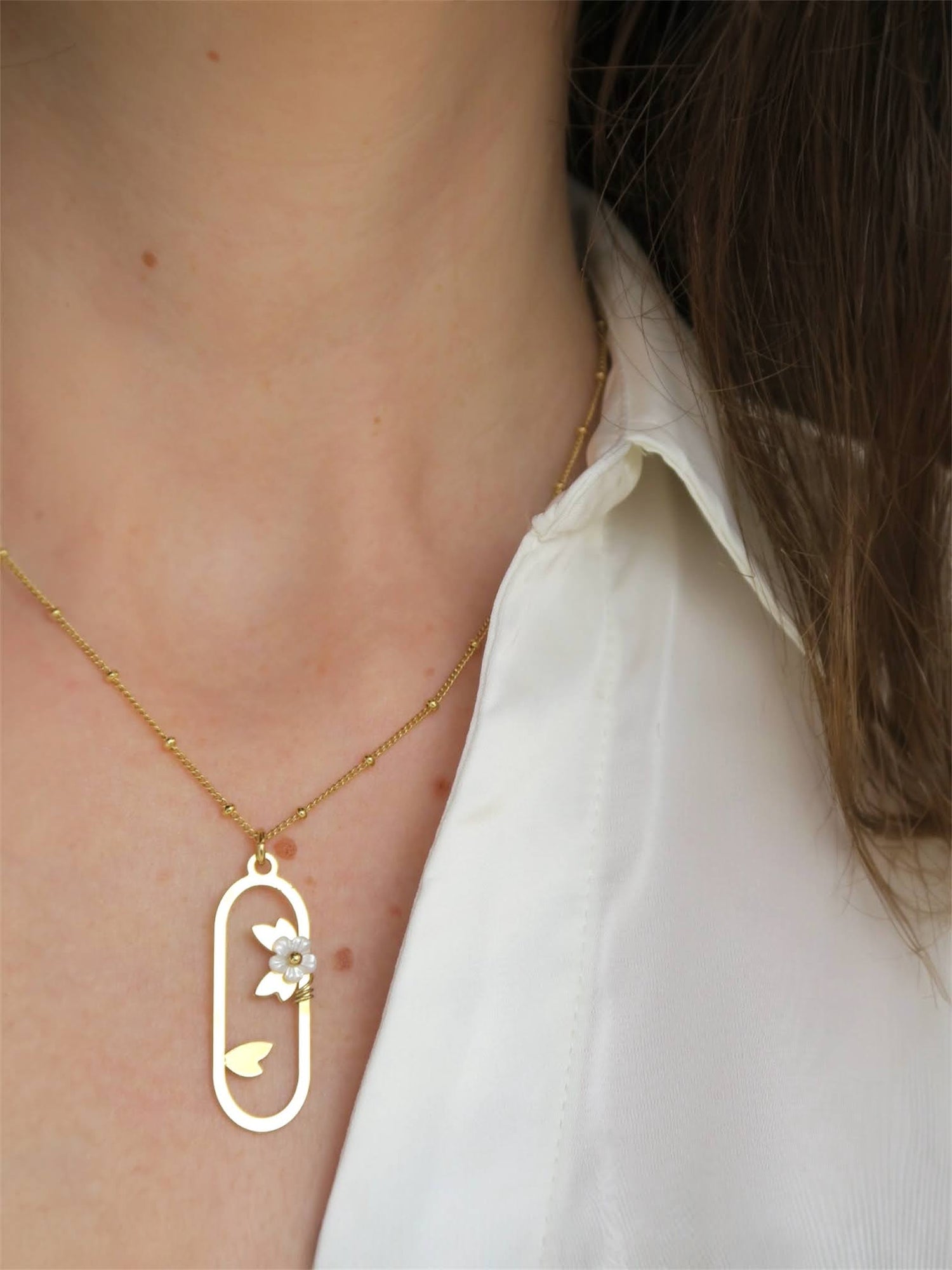 Collier fleur de jasmin - Hirondelle Bijoux