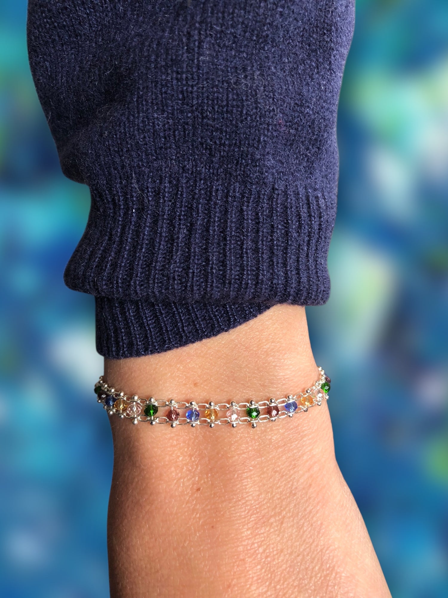 Bracelet rainbow argenté - Hirondelle Bijoux