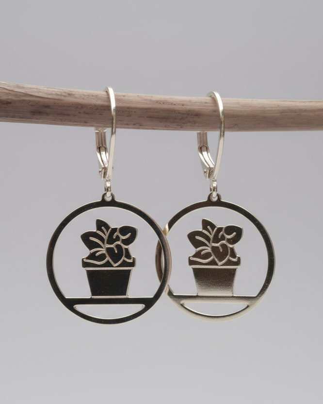 Boucles d'oreilles plante peperomia - Hirondelle Bijoux