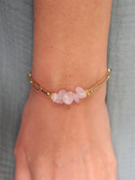 bracelelt chaine géométrique et pierre en quartz rose