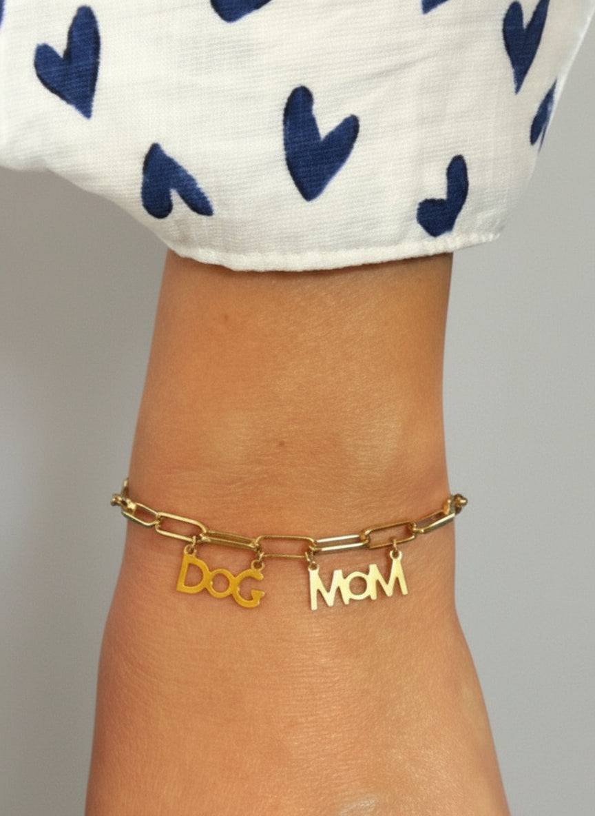 Bracelet Dog Mom - chaine rectangulaire