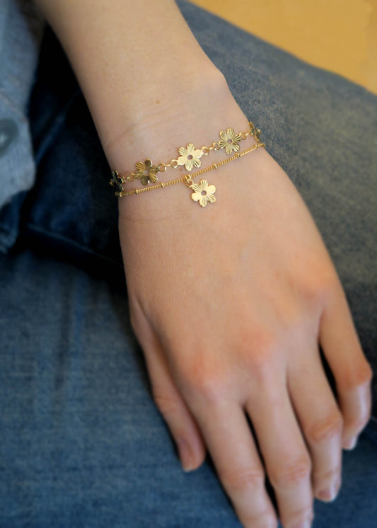 Bracelet bouquet de fleurs, bouton d'or - Hirondelle Bijoux