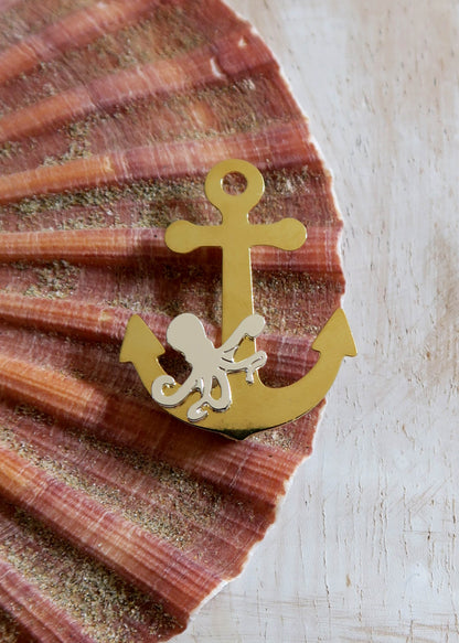 Broche ancre marine et poulpe - Hirondelle Bijoux