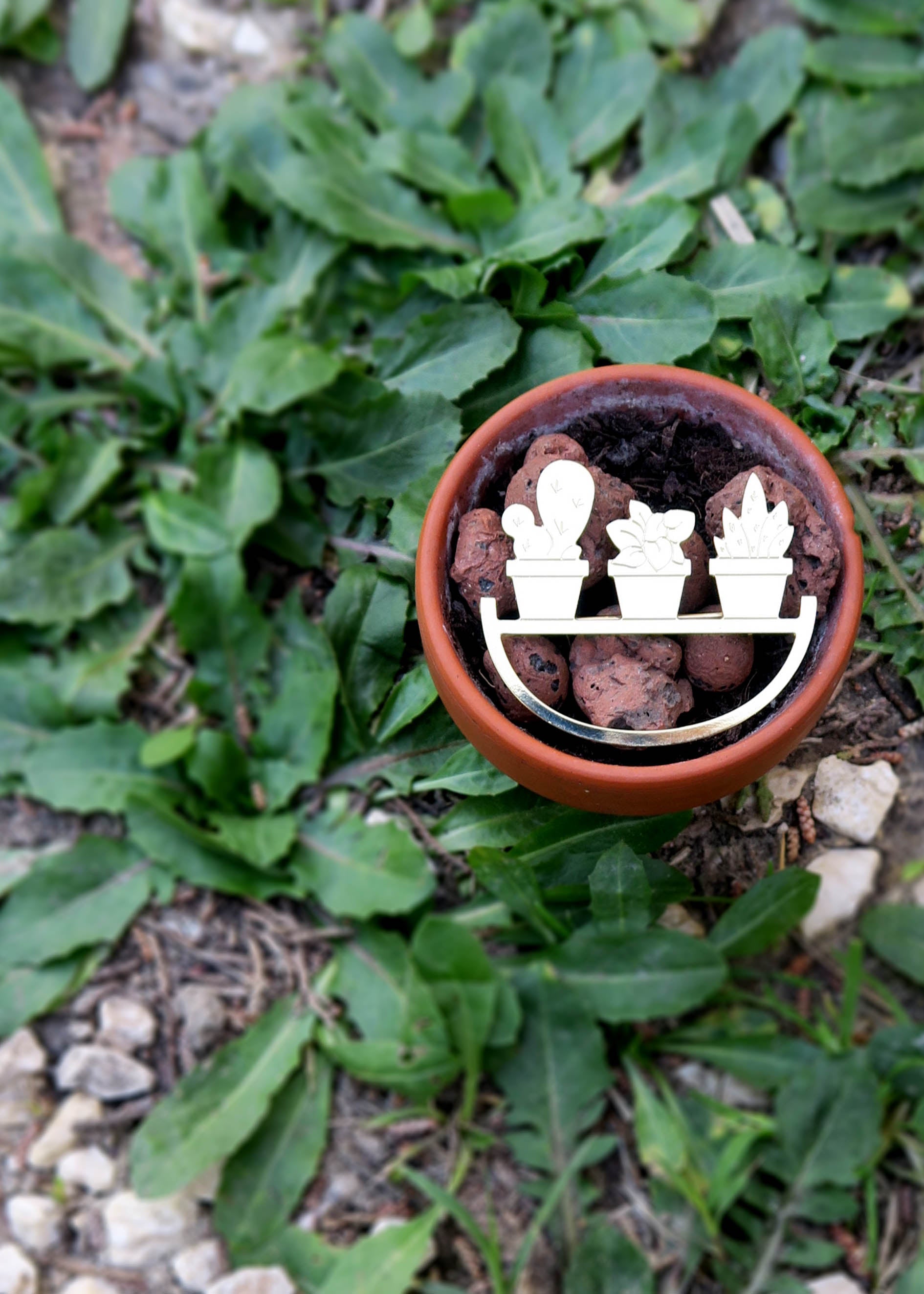 Broche cactus et plantes - Hirondelle Bijoux