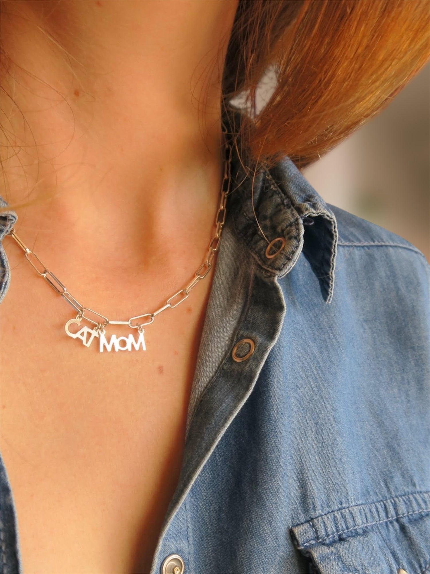 Collier cat mom- chaine rock - Hirondelle Bijoux