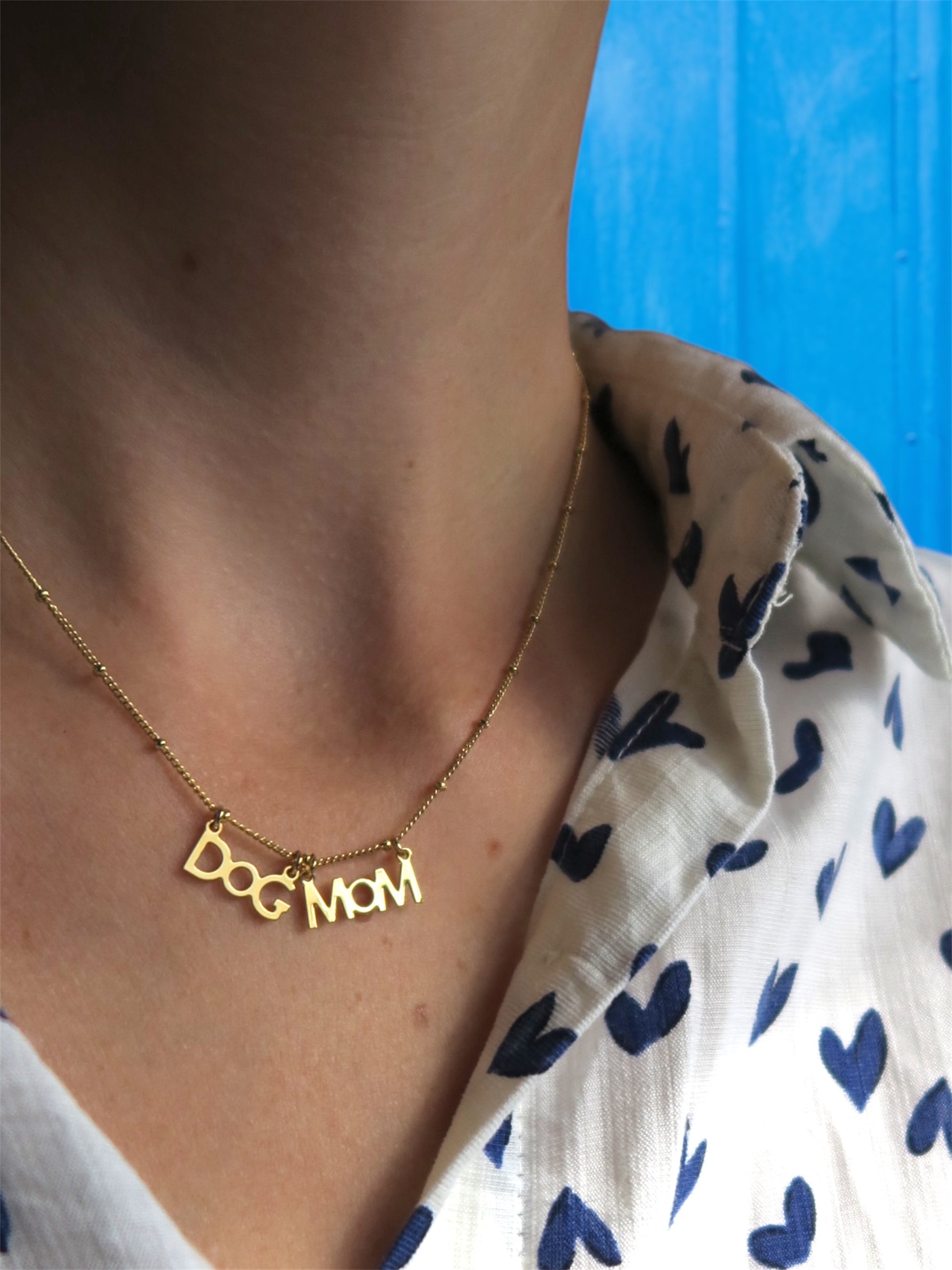 Collier Dog Mom - chaine perlée - Hirondelle Bijoux