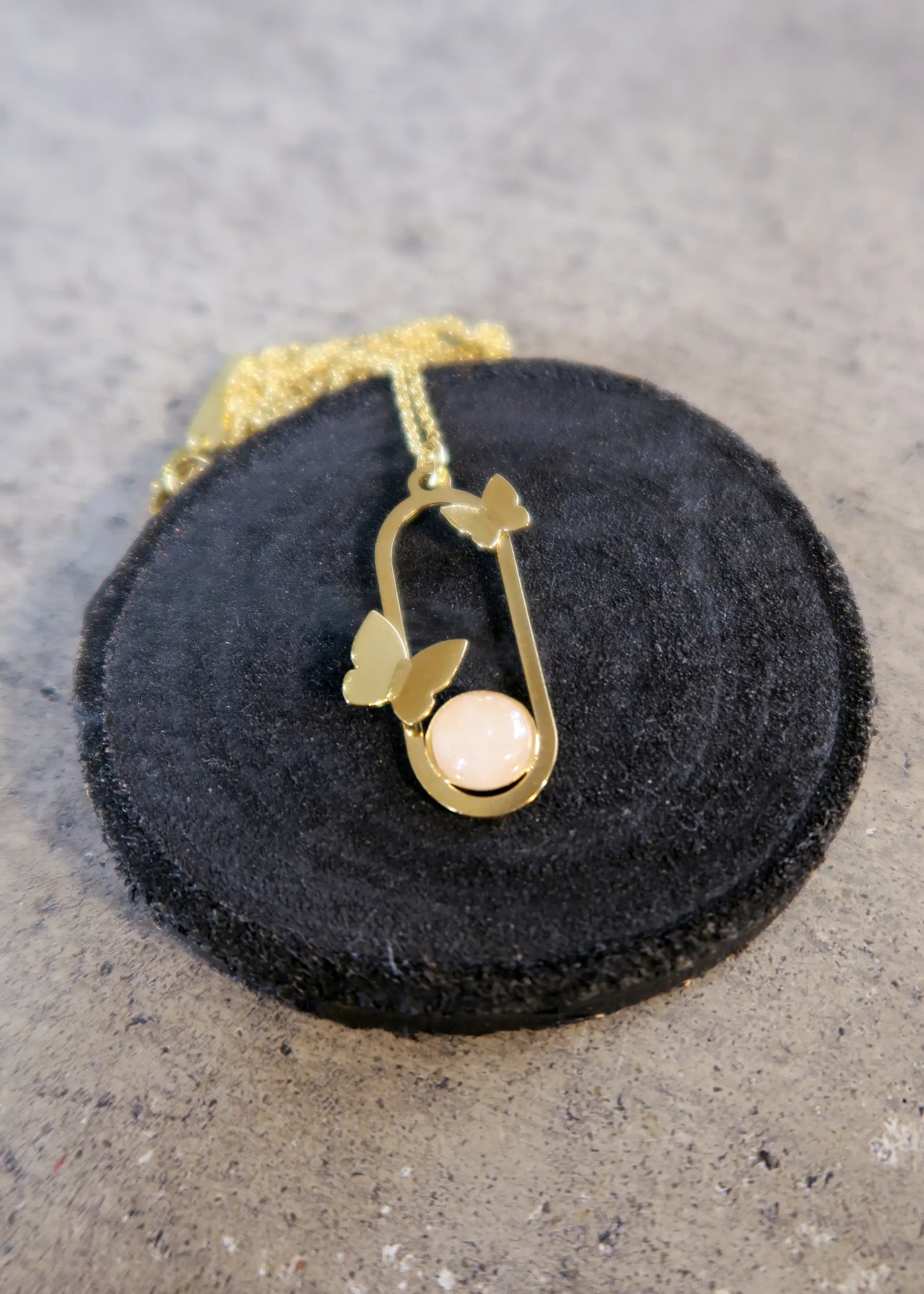 Collier papillons quartz rose - Hirondelle Bijoux