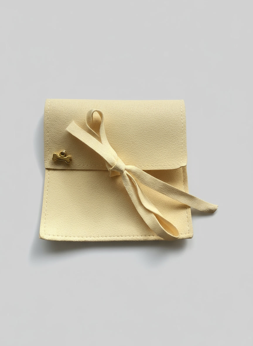 pochette à bijoux en suédine jaune