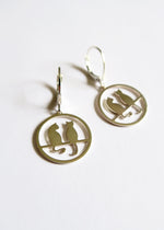 Boucles d'oreilles deux chats argentés - Hirondelle Bijoux creation de bijoux français