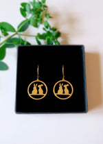 Boucles d'oreilles dorées duo de lapins - dans écrin noir Hirondelle Bijoux