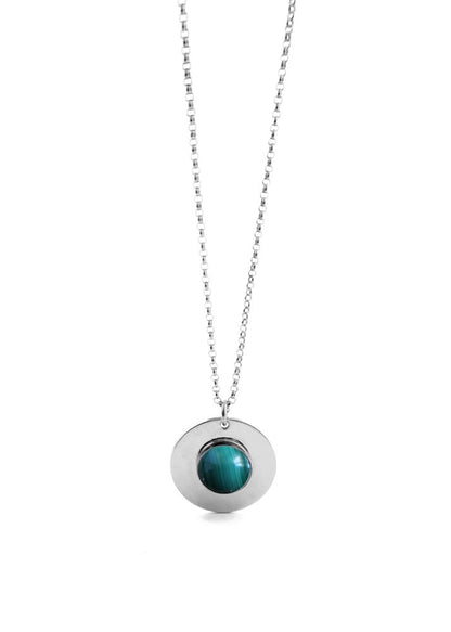 Collier Amulette en malachite - Hirondelle Bijoux
