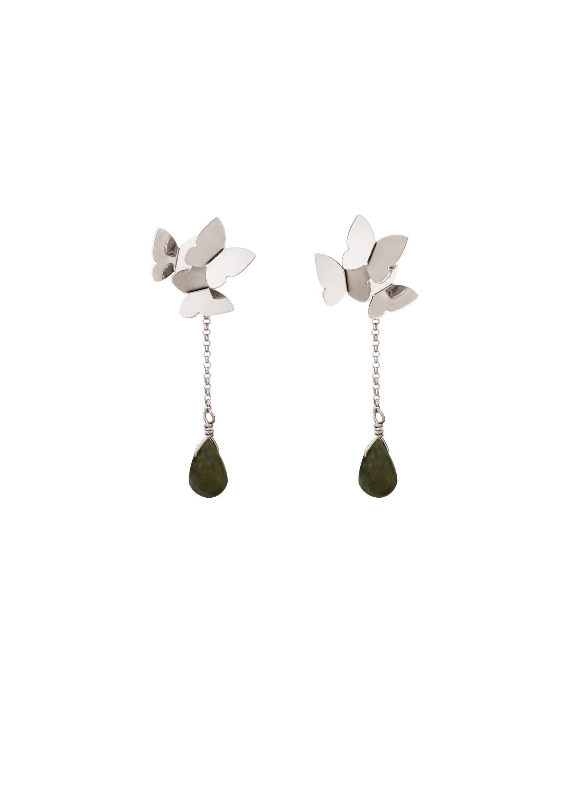 Boucles d'oreilles papillons labradorite - Hirondelle Bijoux