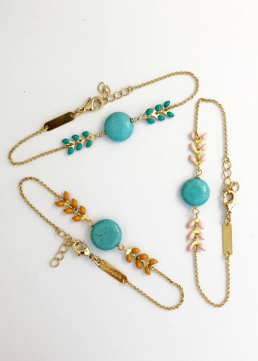 Bracelet Gaya Magnésite turquoise - Hirondelle Bijoux