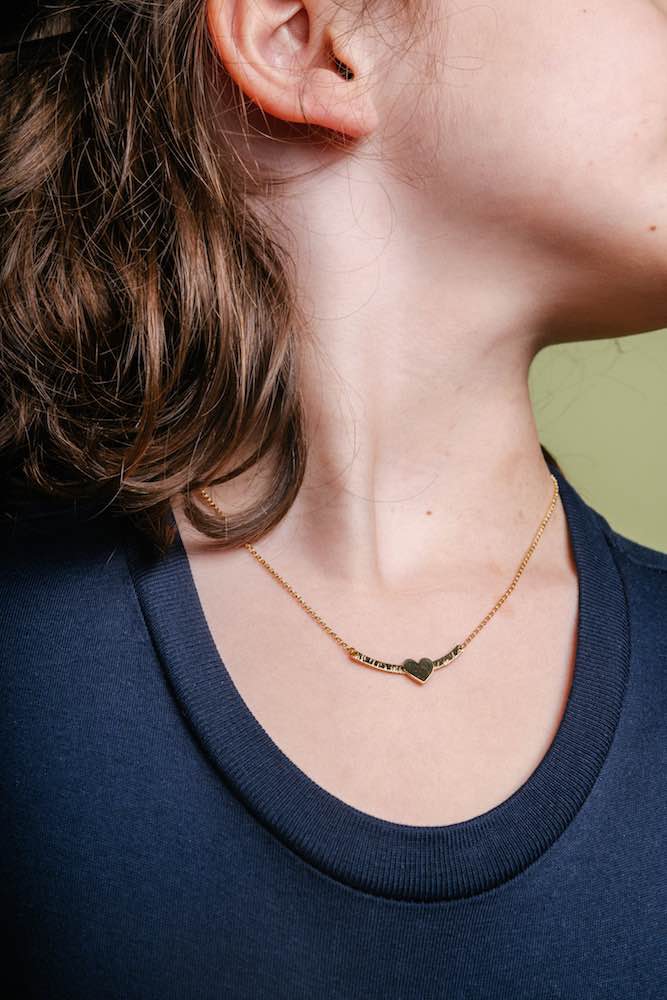 Collier Valentine coeur doré - Hirondelle Bijoux