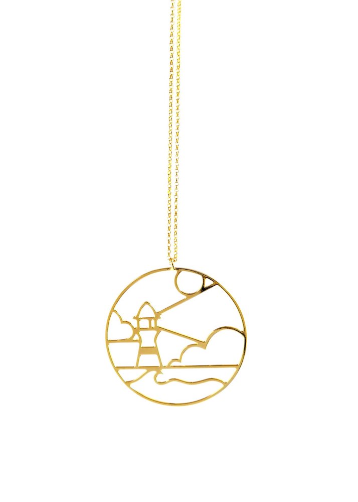 collier sautoir phare bord de mer doré fabrication artisanale - Hirondelle Bijoux