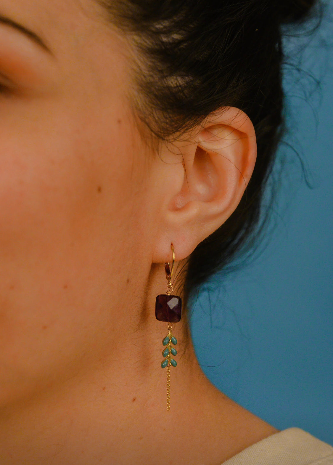 Boucles d’oreilles Gaya améthyste - Hirondelle Bijoux